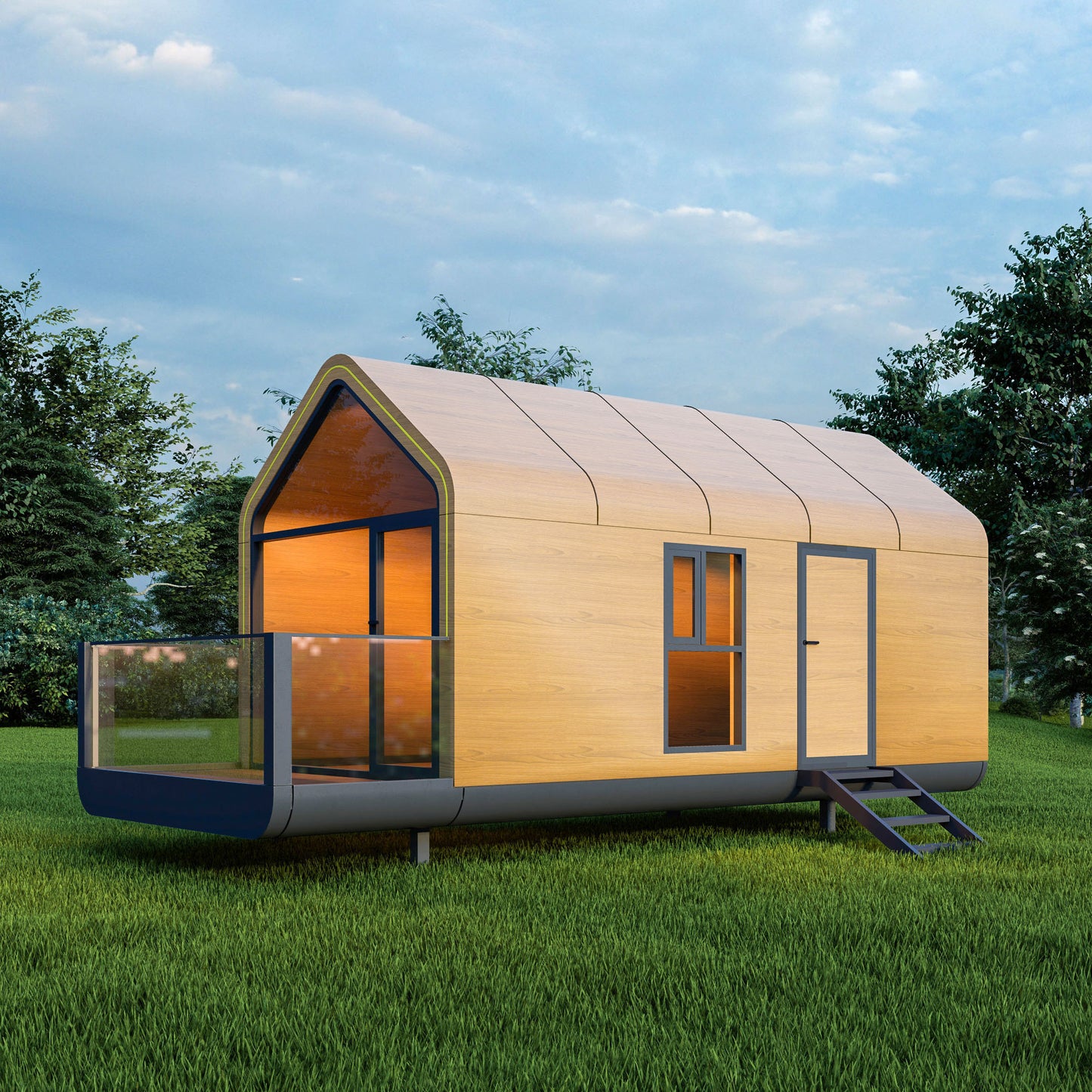 Luxury Prefab Mobile Cabin – Eco-Friendly Aluminum Tiny Home for Resort, Airbnb, or Off-Grid Living
