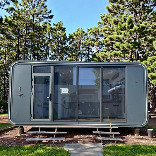 Panoramic Glass Aluminum Cabin – Modern 1 Bedroom Prefab Pod